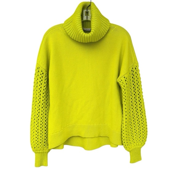 Alice + Olivia Wool Blend Adela Turtle Neck Sweater - Size XS - Chartreuse - Picture 3 of 11